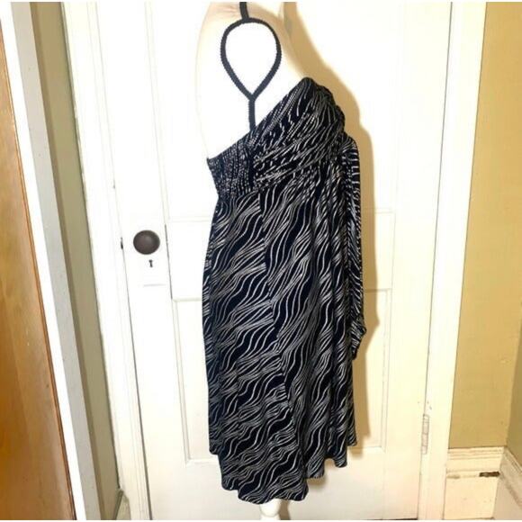 Women’s Express Black Silver Empire Waist Halter Top Cocktail Dress Size Small - Picture 5 of 10